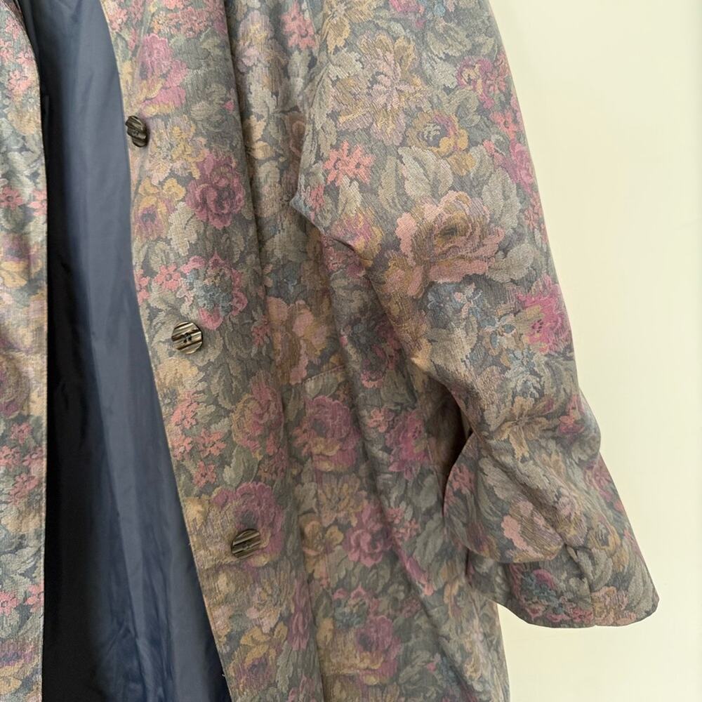 Vintage London Fog Floral Trench Coat Size 16 - Picture 8 of 10